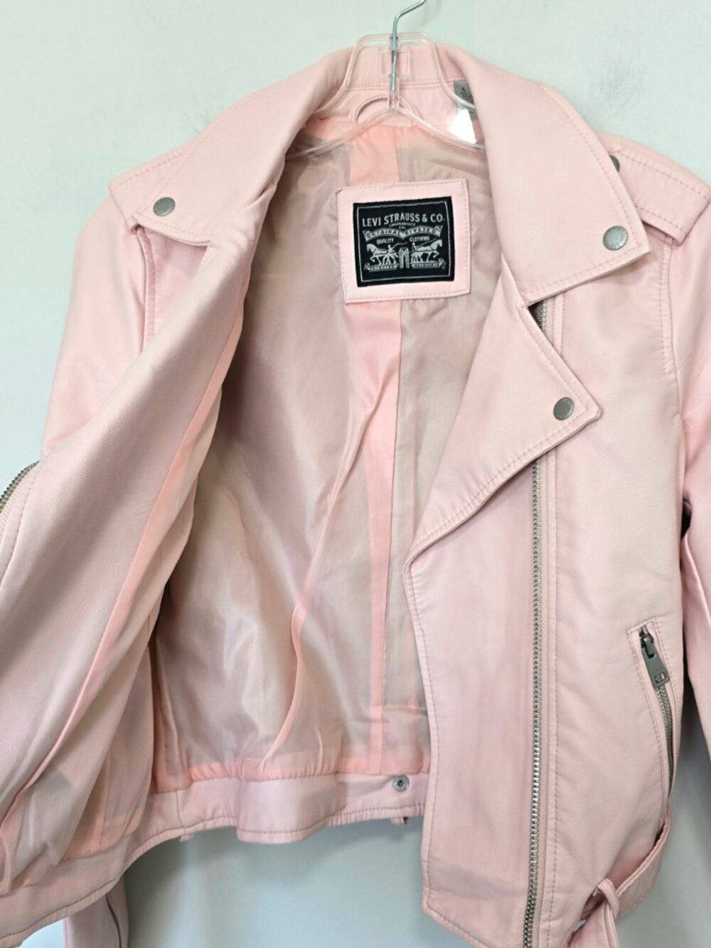 Levi's Faux Leather Moto Jacket Pink Size S NWT - Picture 8 of 8